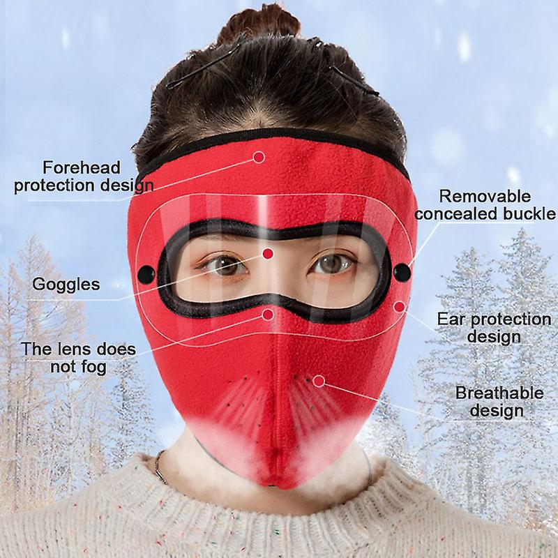 Anti Smog Latest Men Women Winter Warm Mask With Goggles Fleece