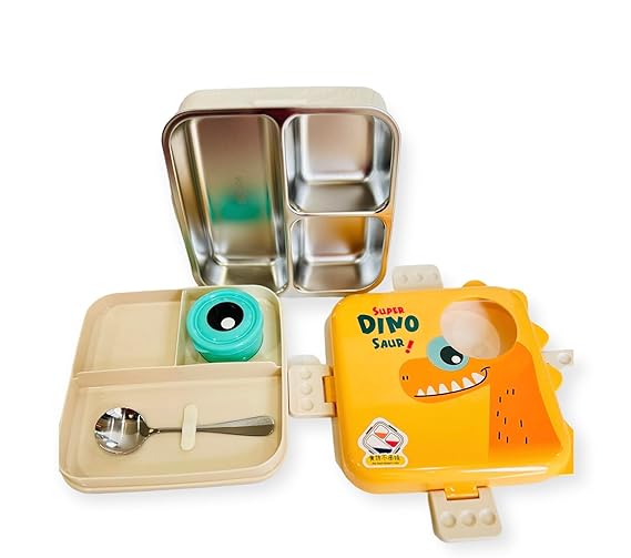 Lunch Box Stainless Steel for Kids -Free, Leak-Proof, with Steel Spoon