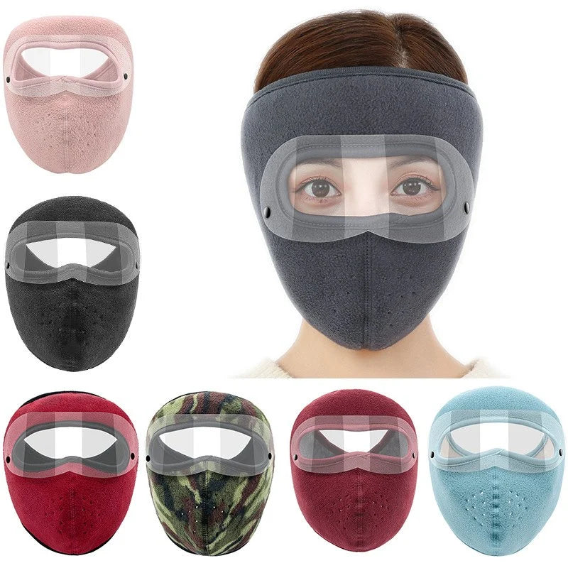 Anti Smog Latest Men Women Winter Warm Mask With Goggles Fleece