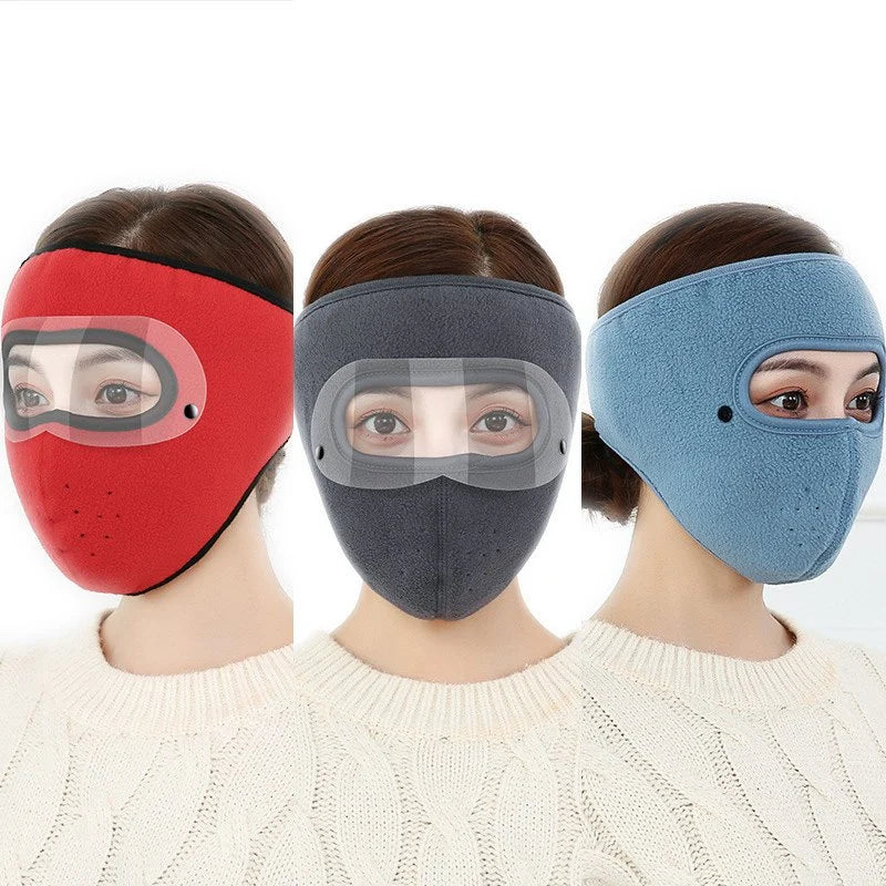 Anti Smog Latest Men Women Winter Warm Mask With Goggles Fleece