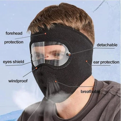 Anti Smog Latest Men Women Winter Warm Mask With Goggles Fleece